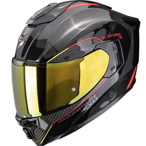 Scorpion EXO-1500 Carbon Air Mundi motocikla ķivere, melna-sarkana-dzeltena