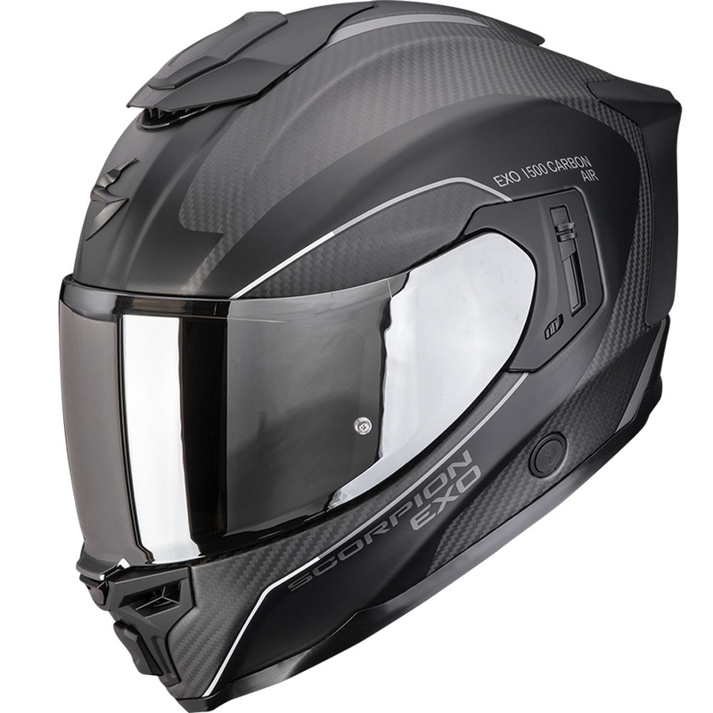 Scorpion EXO-1500 Carbon Air Mundi motocikla ķivere, pilnas sejas, matēta melna-sudraba