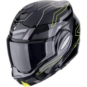 Saliekamā moto ķivere Scorpion EXO-TECH EVO CONQUER melna-fluo dzeltena