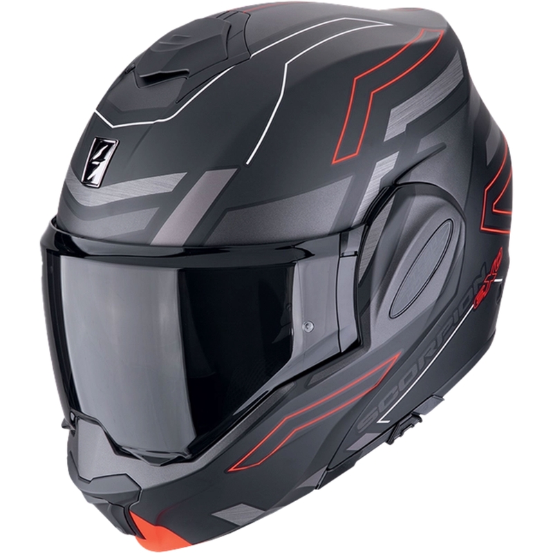 Saliekamā motocikla ķivere Scorpion EXO-TECH EVO CONQUER matēts melns-sarkans