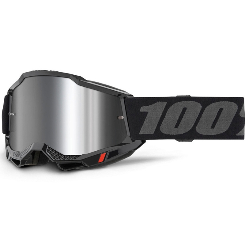 Motokrosa brilles 100% Accuri 2 melnas ar sudraba pleksi