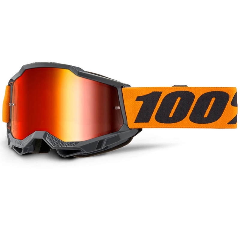 Motokrosa brilles 100% Accuri 2 oranžas ar sarkanu pleksi