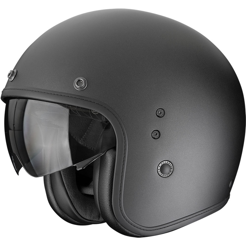 Atvērtā moto ķivere Scorpion Belfast EVO Solid matēta perlamutra melna