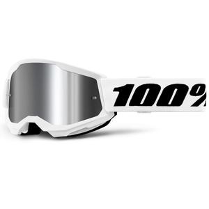Bērnu motokrosa brilles 100% STRATA 2 baltas ar sudraba pleksi