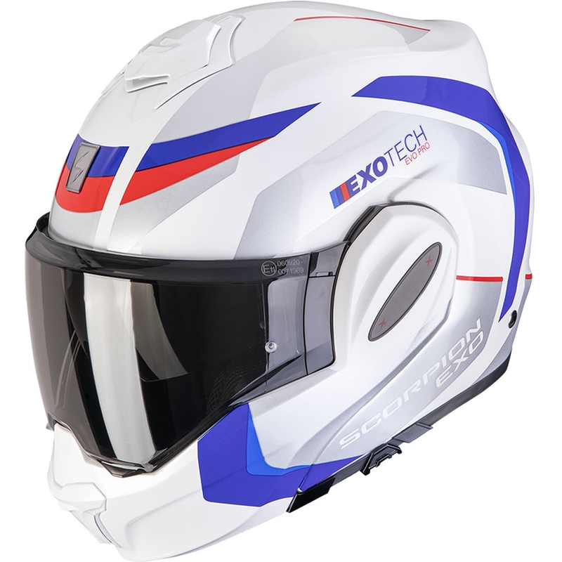 Saliekamā moto ķivere Scorpion EXO-TECH EVO PRO Accuti balta-zilā-sarkana