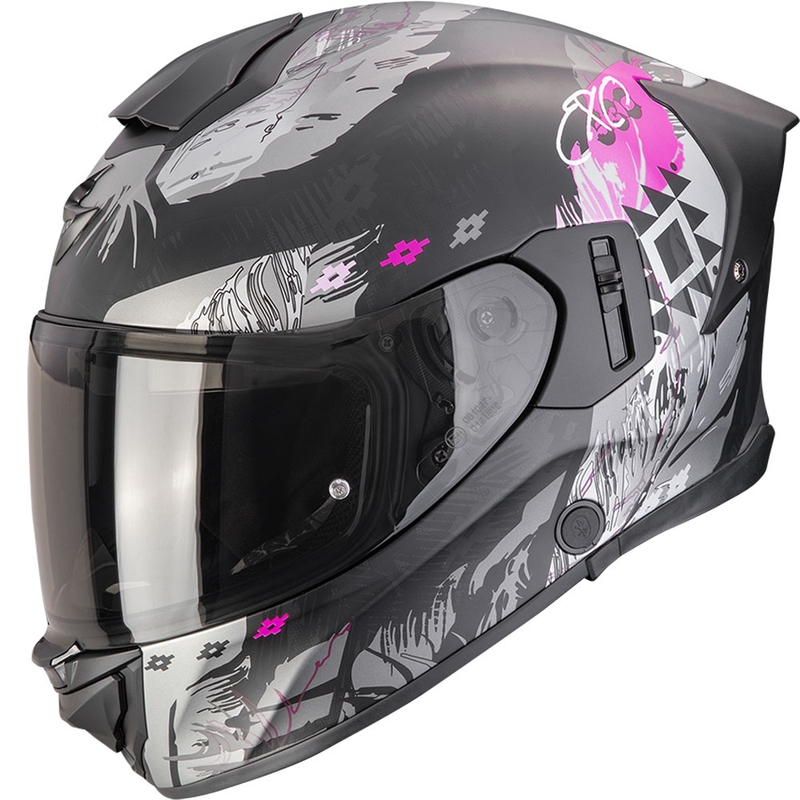 Integrēta motocikla ķivere Scorpion EXO-530 Air Hadji matēta melna-rozā