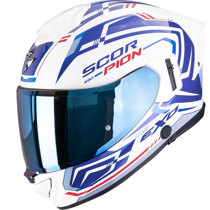 Integrēta motocikla ķivere Scorpion EXO-530 Air Slope balts-zils-sarkans