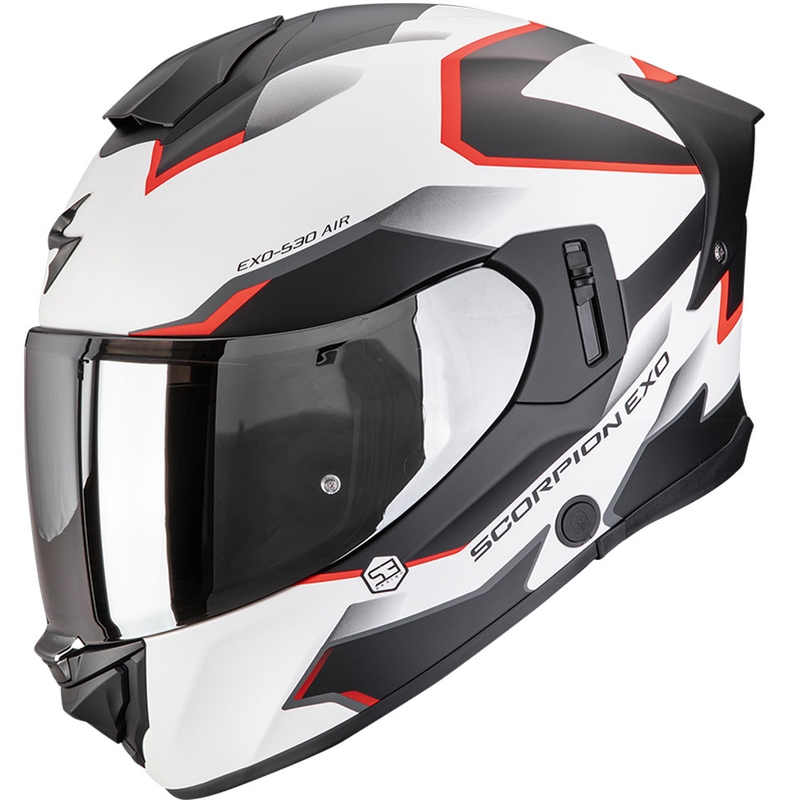 Integrēta motocikla ķivere Scorpion EXO-530 Air Clip matēts balts-melns-sarkans