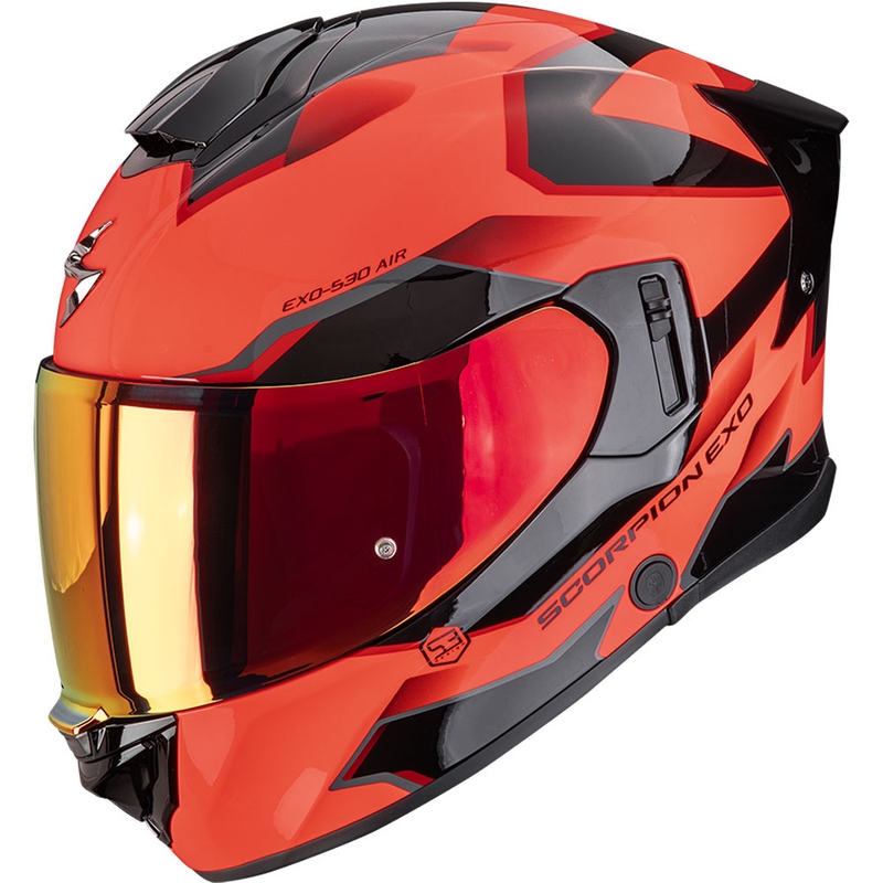 Scorpion EXO-530 Air Clip motocikla ķivere, fluorescējoši sarkana-melna