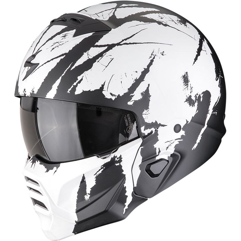 Atvērt ķivere ar masku Scorpion EXO-COMBAT II Marauder matēts melns un balts