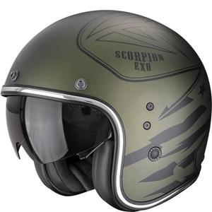 Atvērt Motociklu ķivere Scorpion Belfast Dawg matēti zaļa