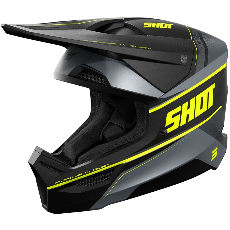 Motokrosa ķivere Shot Furious Dust matēta fluo dzeltena