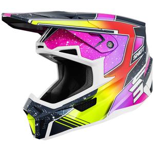 Motokrosa ķivere Shot Lite Racing perlamutra zili-fluo dzeltena