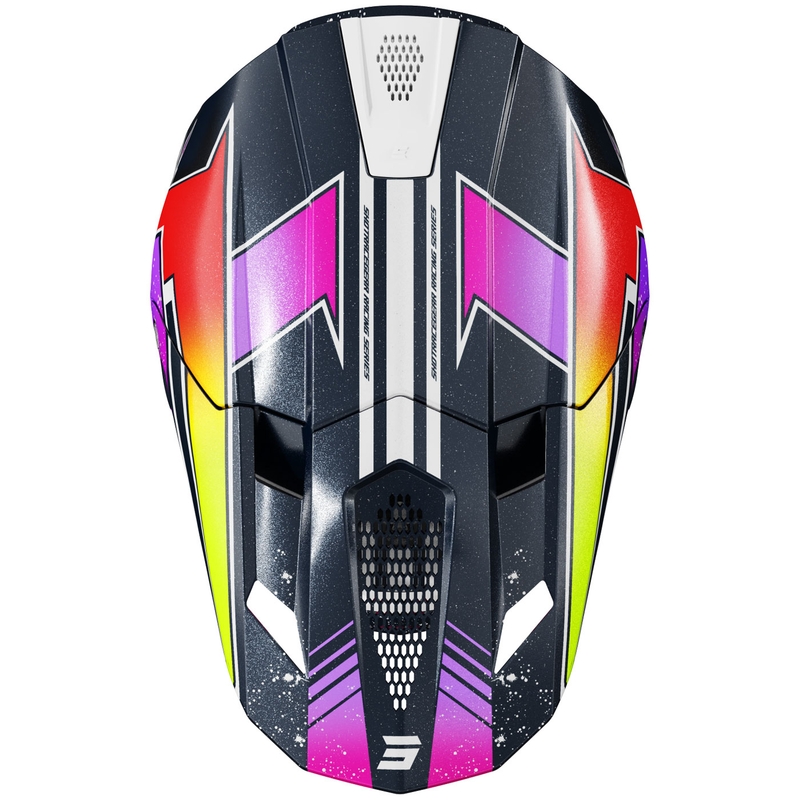 Motokrosa ķivere Shot Lite Racing perlamutra zili-fluo dzeltena
