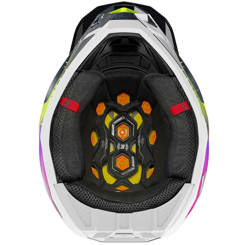 Motokrosa ķivere Shot Lite Racing perlamutra zili-fluo dzeltena