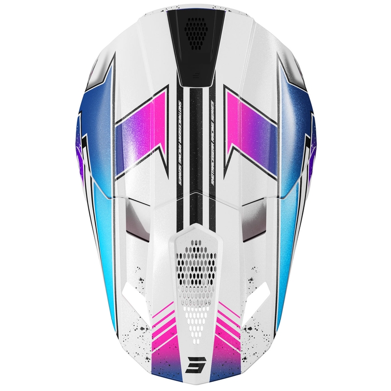 Motokrosa ķivere Shot Lite Racing perlamutra baltā un rozā krāsā