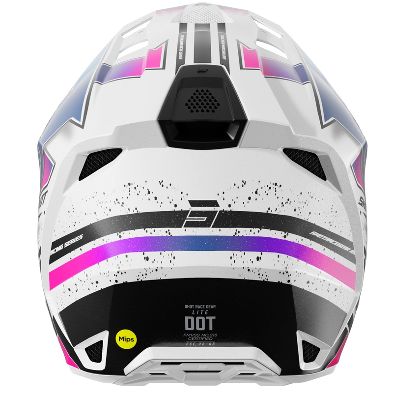 Motokrosa ķivere Shot Lite Racing perlamutra baltā un rozā krāsā