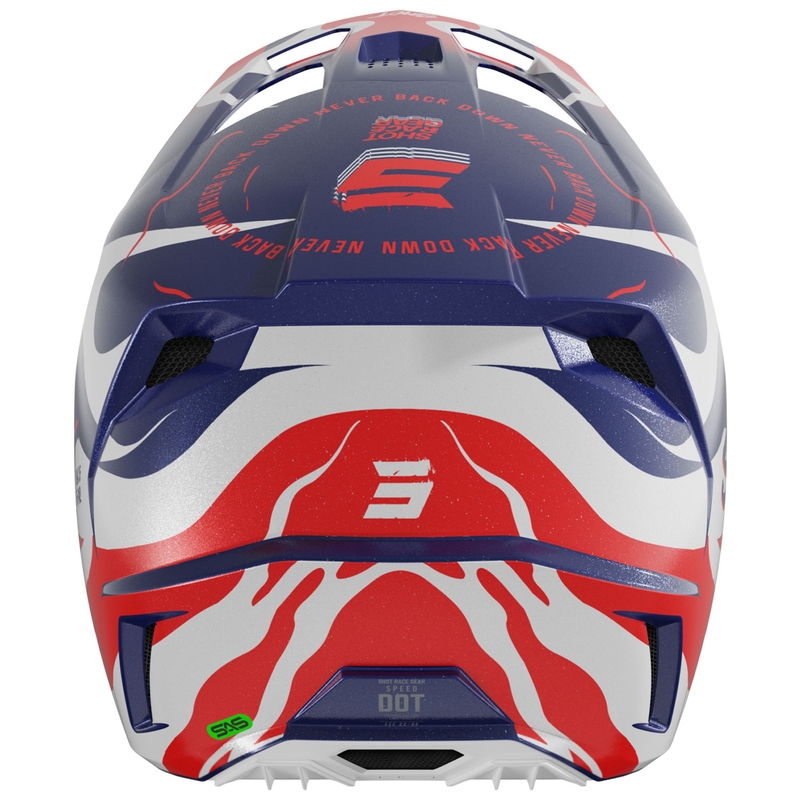 Motokrosa ķivere Shot Speed Beast perlamutra zili-sarkana