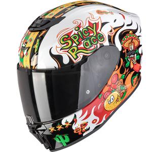 Bērnu moto ķivere Scorpion EXO-JNR Air Yucatan balta-oranža-melna