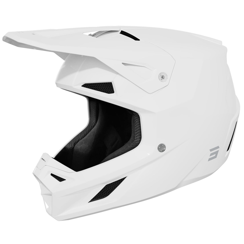 Motokrosa ķivere Shot Speed Solid spīdīga balta