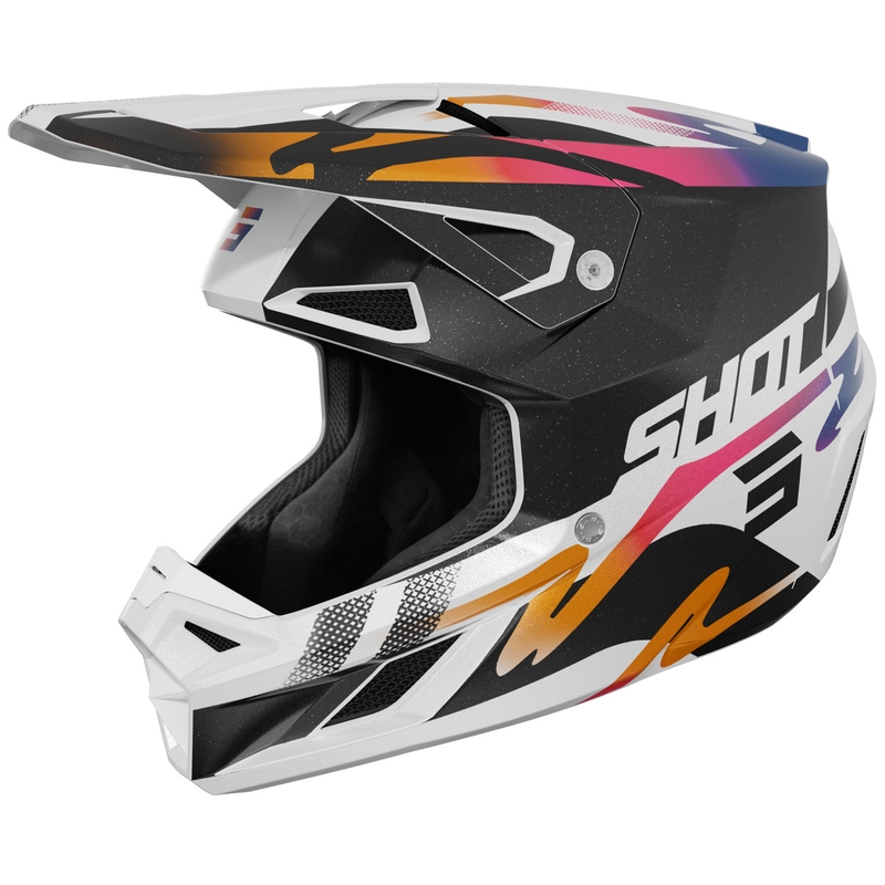 Motokrosa ķivere Shot Speed Wave pearl melnā un baltā krāsā