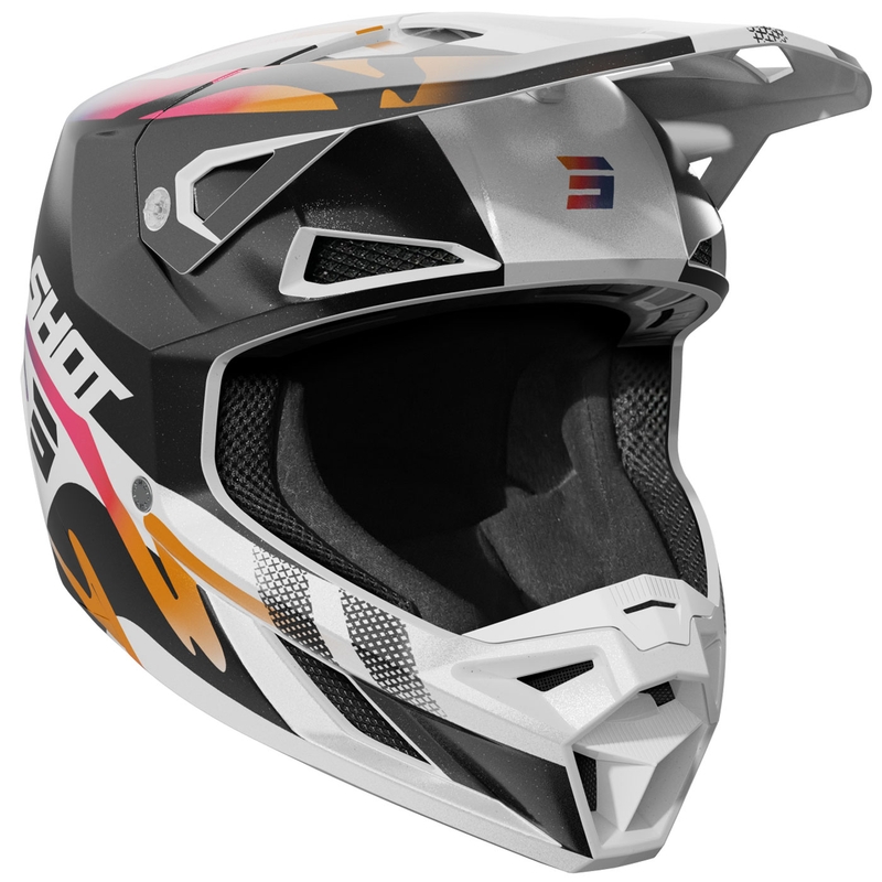 Motokrosa ķivere Shot Speed Wave pearl melnā un baltā krāsā
