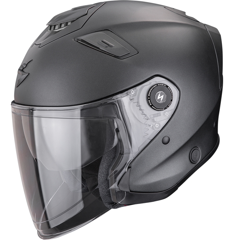 Atvērtā moto ķivere Scorpion EXO-GT Jet Solid matēta perlamutra melna