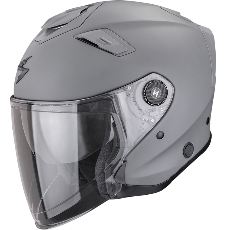 Atvērtā moto ķivere Scorpion EXO-GT Jet Solid matēta cementa pelēka