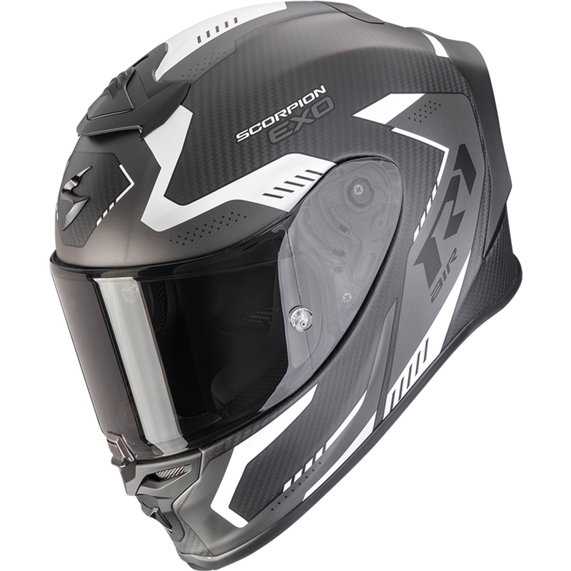 Integrēta moto ķivere Scorpion EXO-R1 EVO II Carbon Air Propel matēta melna-sudraba krāsā