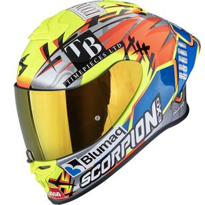 Integrēta moto ķivere Scorpion EXO-R1 EVO II Air Aron Misano sudraba-fluo dzelteni-zilā krāsā