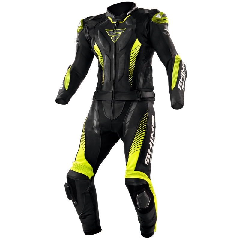 Shima Apex melns-fluo dzeltens motocikla kombinezons