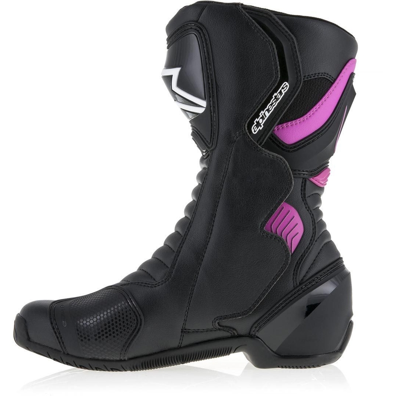 Alpinestars Stella S-MX 6 sieviešu motociklu zābaki melnā, violetā un baltā krāsā