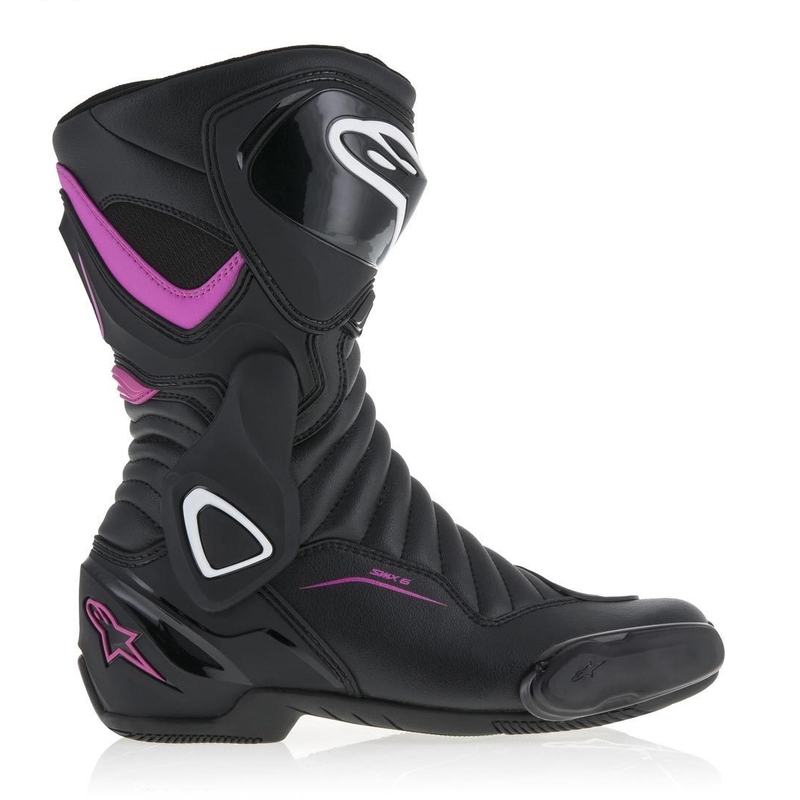 Alpinestars Stella S-MX 6 sieviešu motociklu zābaki melnā, violetā un baltā krāsā