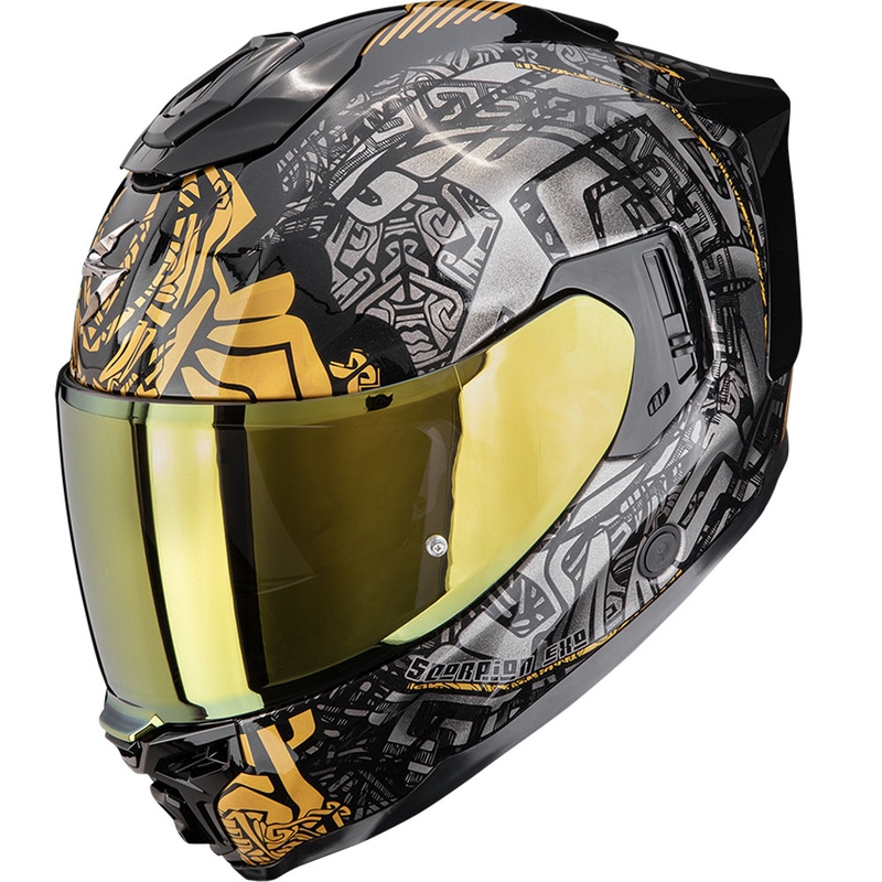 Integrēta motocikla ķivere Scorpion EXO-1500 Air Apus melna-pelēka-zelta