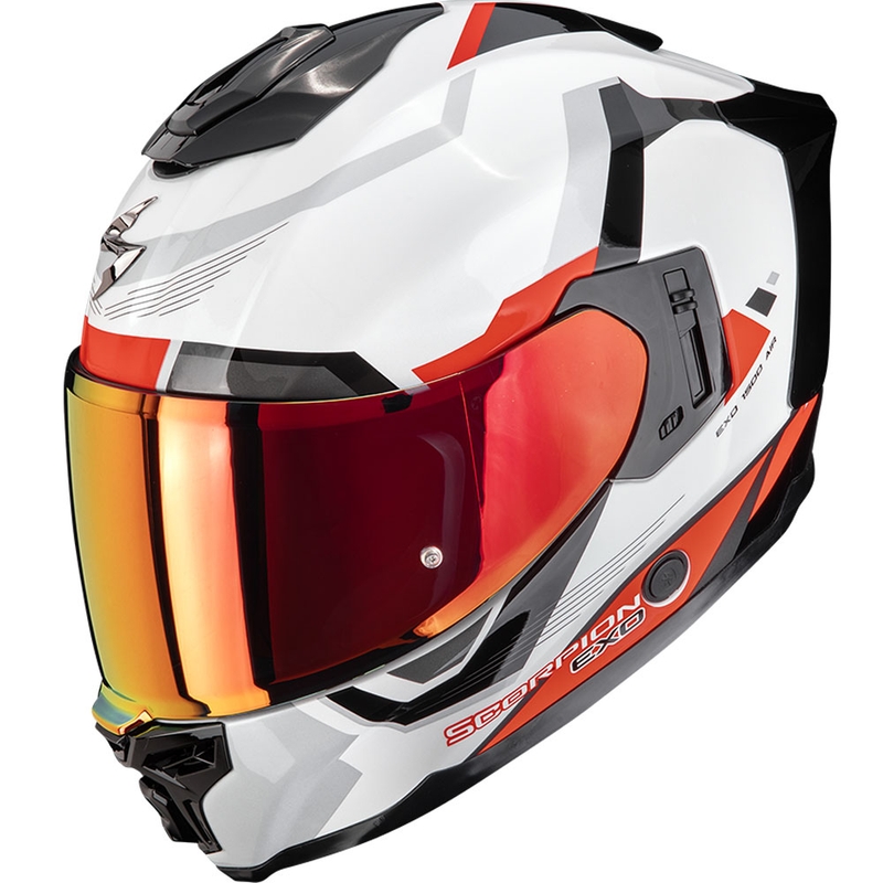 Integrēta motociklistu ķivere Scorpion EXO-1500 Air Arena balti-sarkana