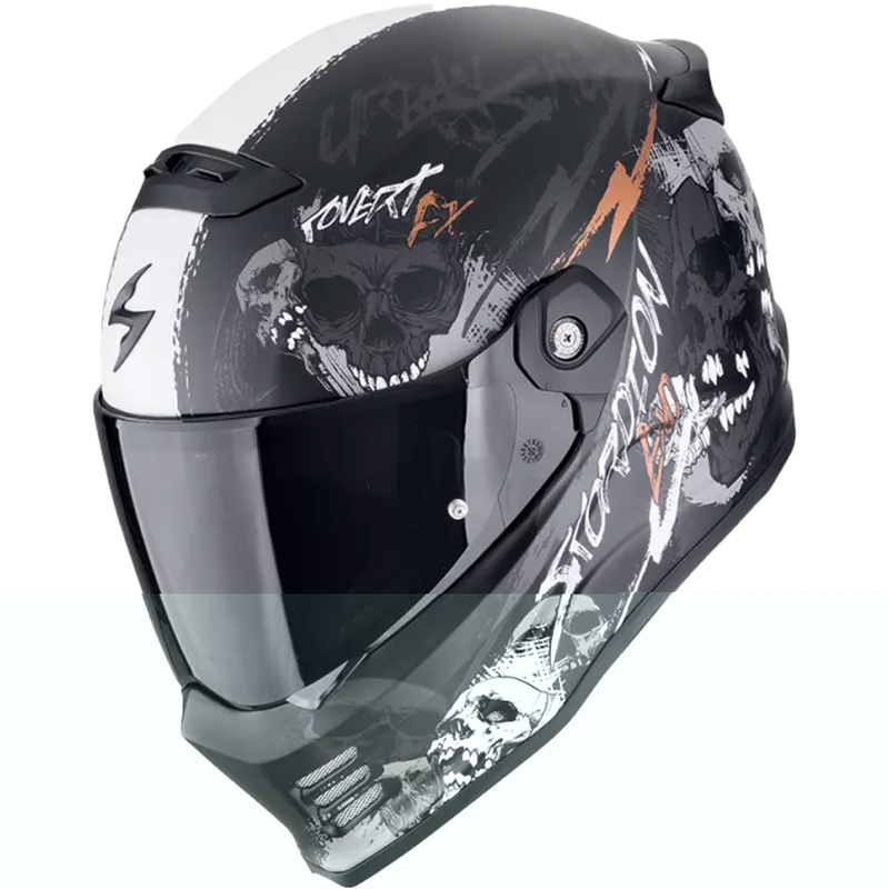 Integrēta moto ķivere Scorpion COVERT FX SKULLZ matēts melns-pelēks-zelts