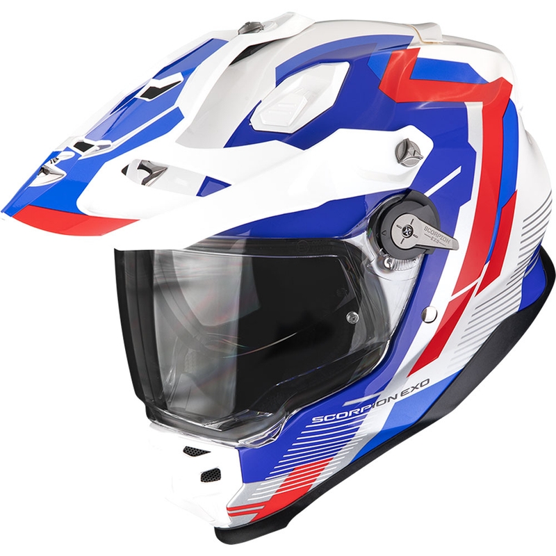 Enduro ķivere Scorpion ADF-9000 Air Patrol balts-zils-sarkans