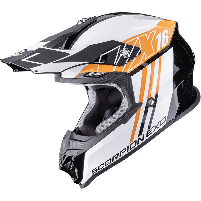 Motokrosa ķivere Scorpion VX-16 EVO Air Lignes melna-oranža