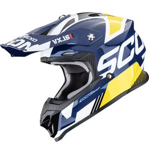 Motokrosa ķivere Scorpion VX-16 EVO Air Analog balts-zils-dzeltens