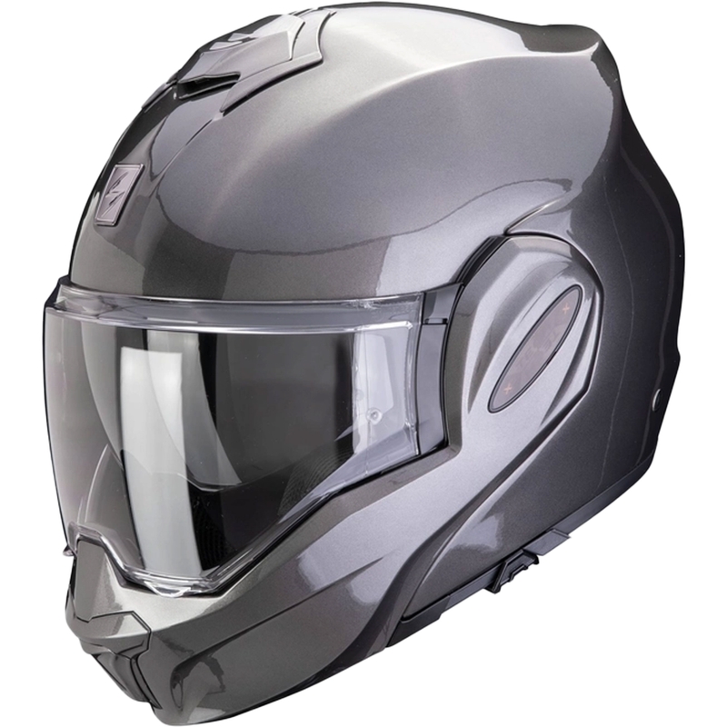 Scorpion EXO-TECH EVO PRO SOLID metāliski pelēka ķivere ar apvērsumu