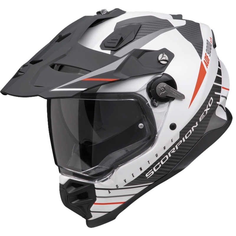 Enduro ķivere Scorpion ADF-9000 Air Feat matēts balts-melns-sarkans