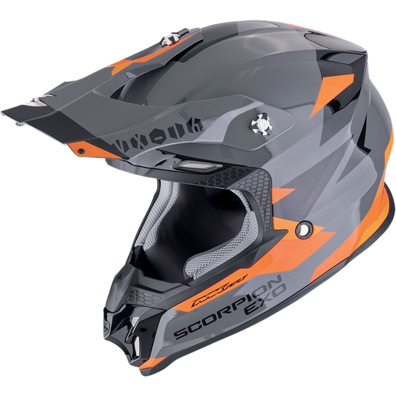 Motokrosa ķivere Scorpion VX-16 EVO AIR ROD pelēki oranžā krāsā
