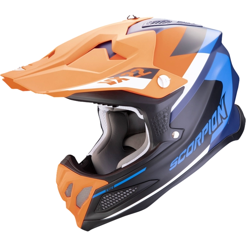 Motokrosa ķivere Scorpion VX-22 Air BETA matēta zili oranžā krāsā