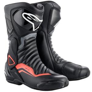 Alpinestars S-MX 6 melni-pelēki-fluo sarkani motocikla zābaki