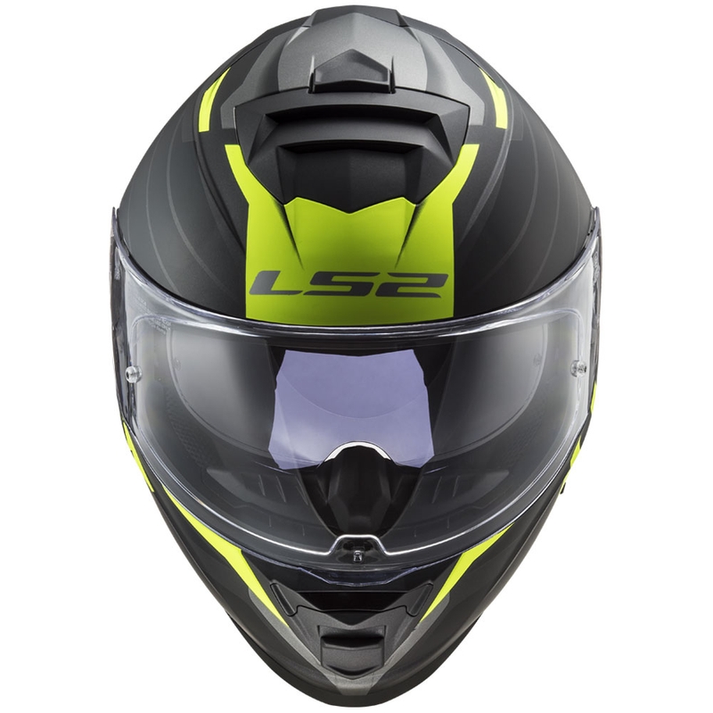 LS2 FF800 Storm II Nerve melna-fluo dzeltena integrālā moto ķivere