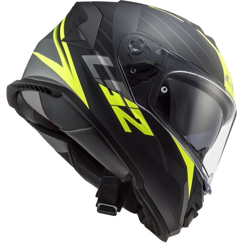 LS2 FF800 Storm II Nerve melna-fluo dzeltena integrālā moto ķivere