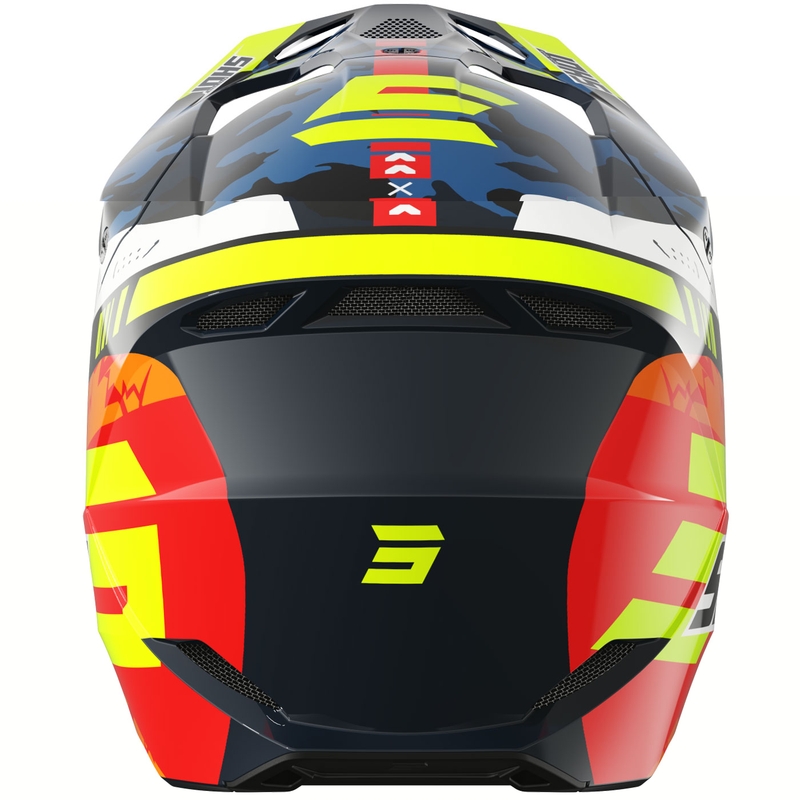 Motokrosa ķivere Shot Furious Flash spīdīgi zili-fluo dzeltena