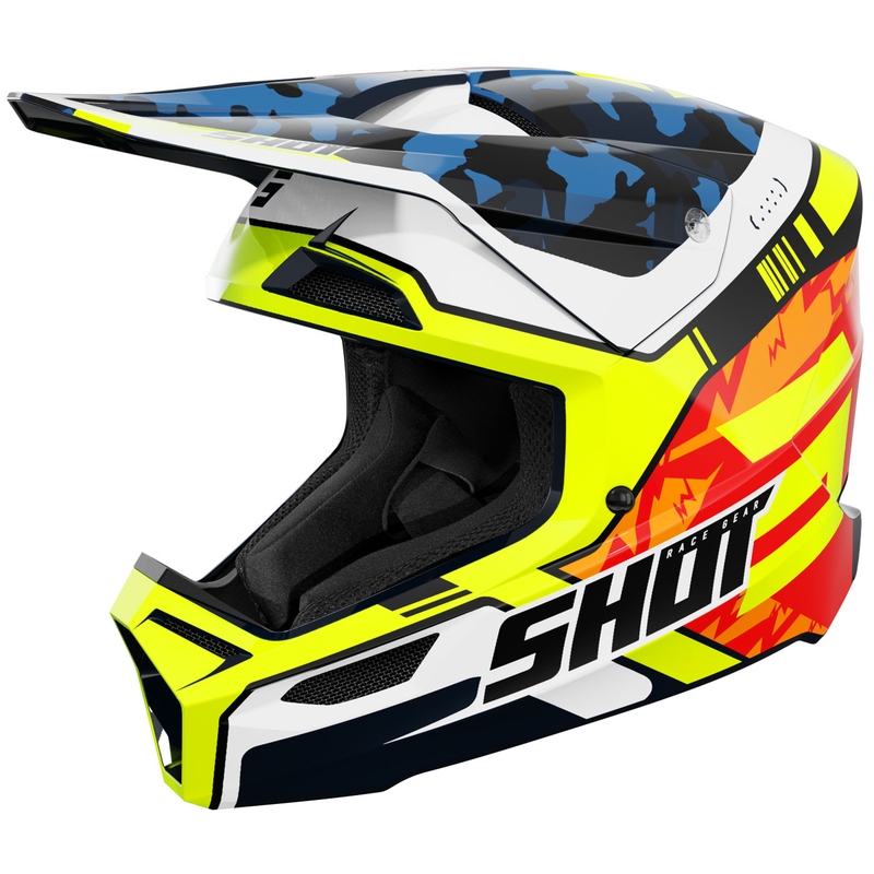 Bērnu motokrosa ķivere Shot Furious Flash spīdīgi zili-fluo dzeltena