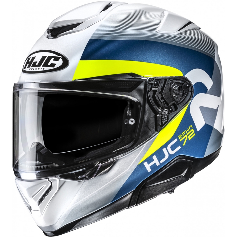 Integrēta motociklistu ķivere HJC RPHA 72 Phyta MC3H pelēkzilā-zilā-dzeltenā krāsā