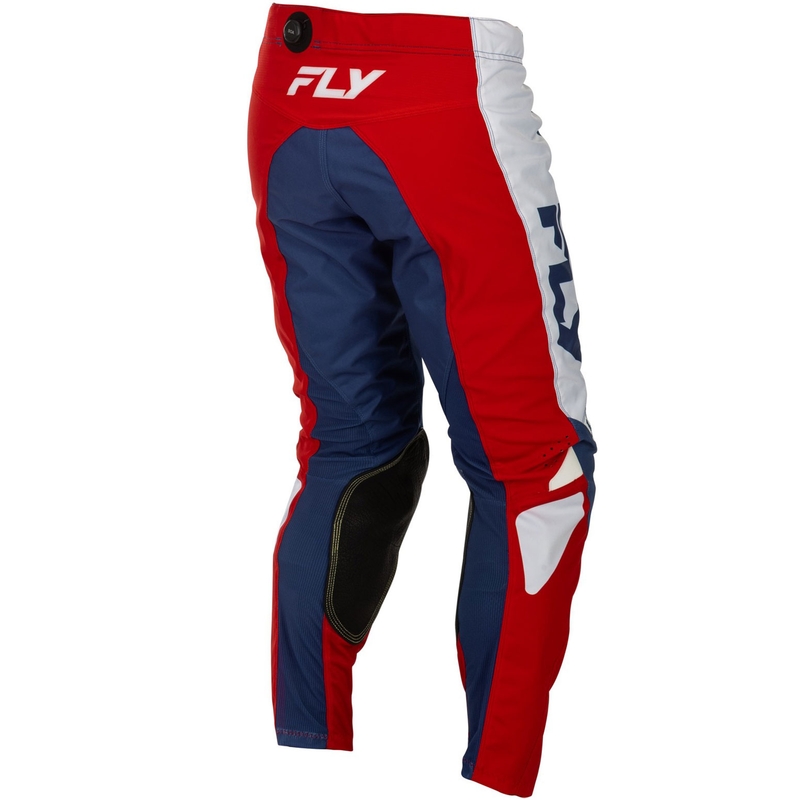 Motokrosa bikses FLY Racing - ASV Kinetic sarkanā, baltā un zilā krāsā